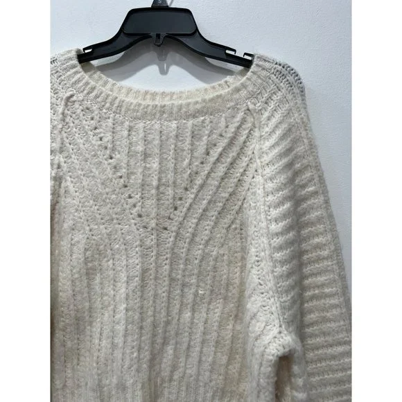 Free People Size S Carter Pullover Sweater Color Ivory MSRP $98 - Picture 4 of 13